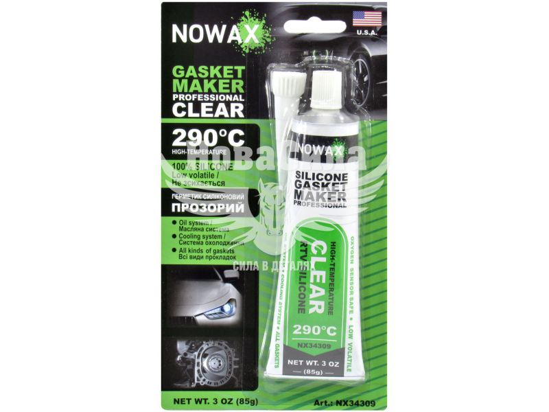 Герметик силікон (Nowax) прозорий 85гр. (GASKET MAKER CLEAR +290C) (NX34309)