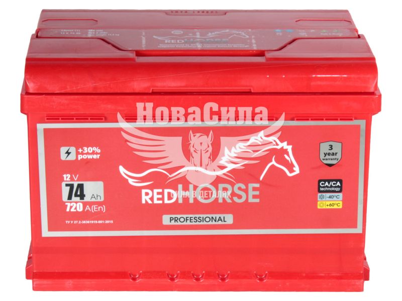 АКБ 74-А/Ч (Red Horse) Professional (L+) 720A (278х175х190мм.)