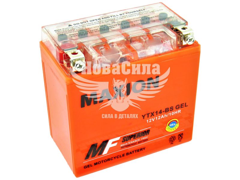 АКБ мото гелевий 12V 12-А/Ч L+ (Maxion) (150х87х145) (YTX14-BS GEL)