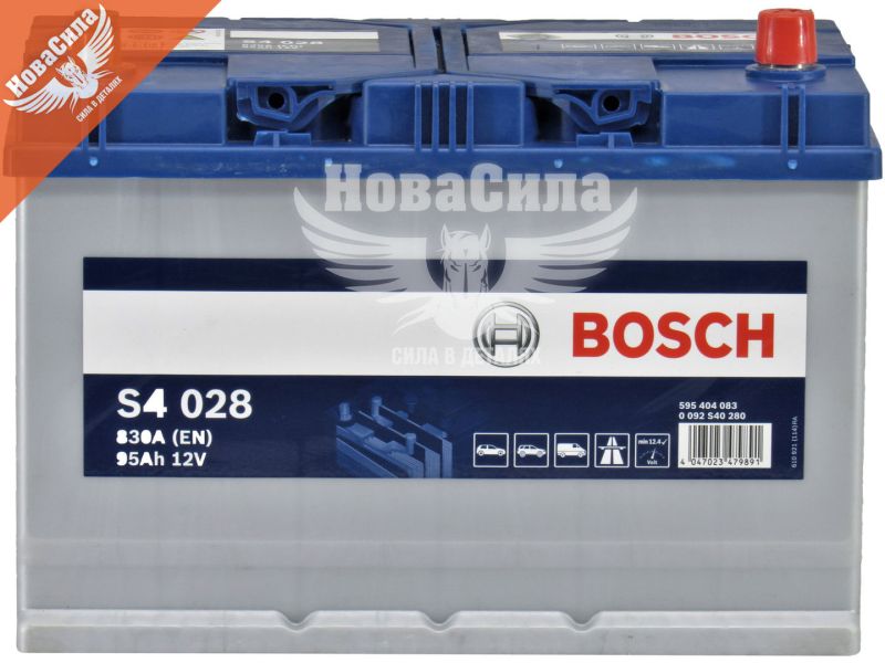 АКБ Азія 95-А/Ч (Bosch) S-4 (R+) 830A (306х173х225мм.) (0092S40280)