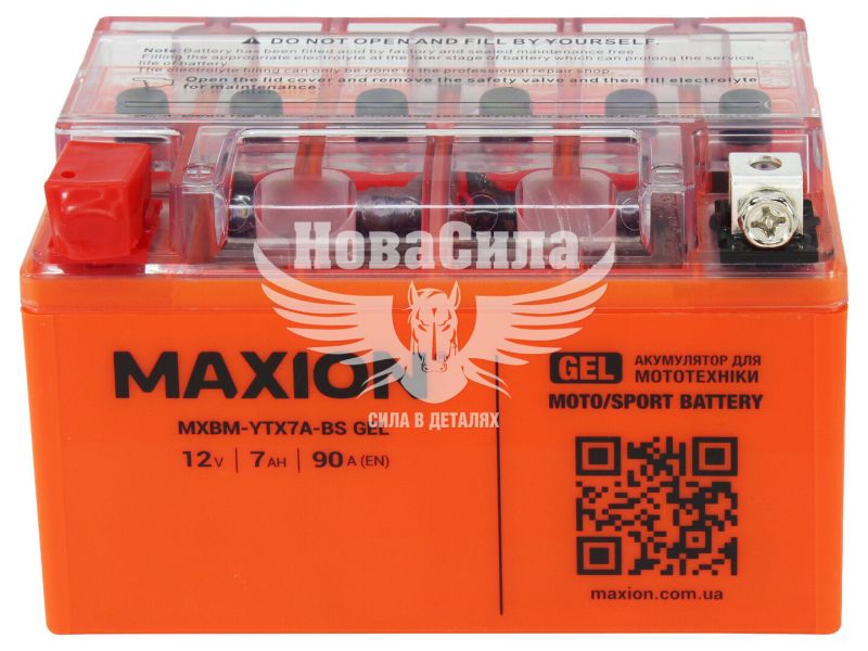 АКБ мото гелевий 12V 7-А/Ч L+ (Maxion) (150х87х94) (YTX7A-BS GEL)