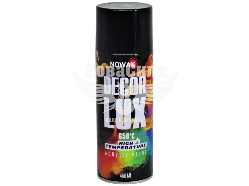 Фарба-спрей високотемпературна (Nowax) Decor Lux Чорний 450мл. (650*С) (RAL 9005) (NX48037/NX65037)