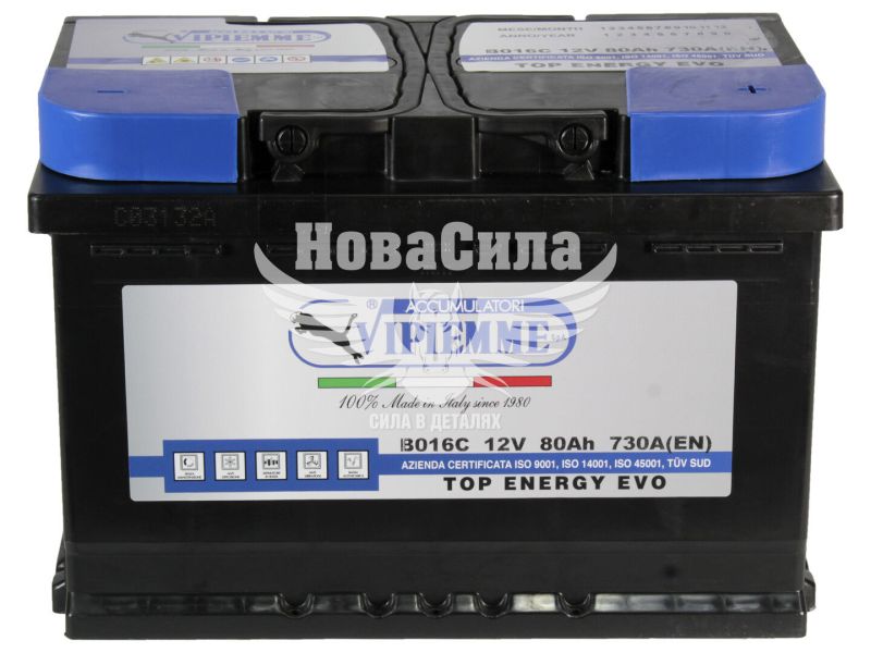 АКБ 80-А/Ч (Vipiemme) TOP Energy Evo (R+) 730A (278х175х190мм.)