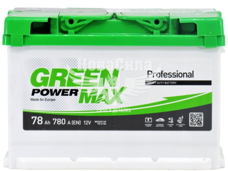 АКБ 78-А/Ч (Green Power Max) (R+) 780А (276х175х190мм.)