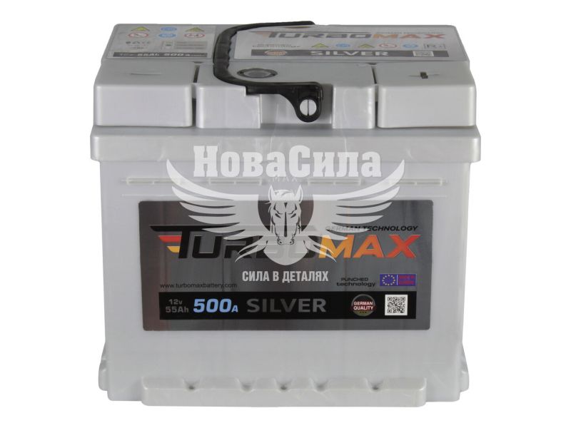АКБ 55-А/Ч (TurboMax) Silver (R+) 500A (207x190x190мм.) (TM55A500L)