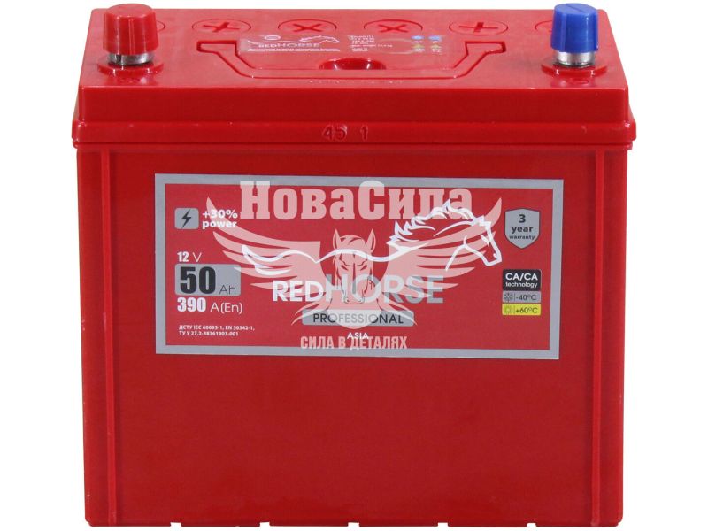 АКБ Азія 50-А/Ч (Red Horse) (L+) 390A (234х129х220)