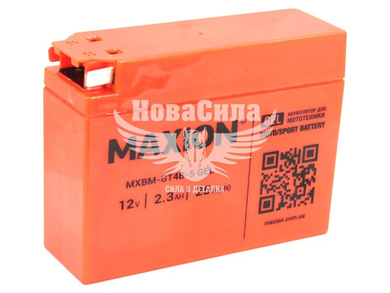 АКБ мото гелевий 12V 2,3-А/Ч R+ (Maxion) (113x39x85) (GT4B-5 GEL)