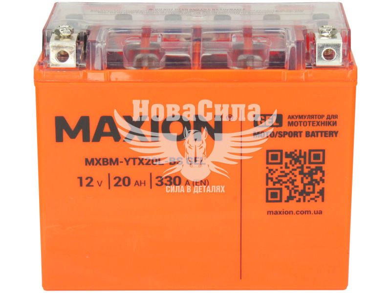АКБ мото гелевий 12V 20-А/Ч R+ (Maxion) (175х87х155) (YTX20L-BS GEL)