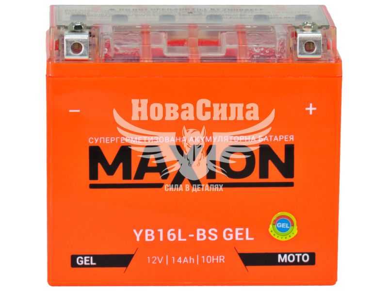 АКБ мото гелевий 12V 14-А/Ч R+ (Maxion) (175х100х155) (YB16L-BS GEL)