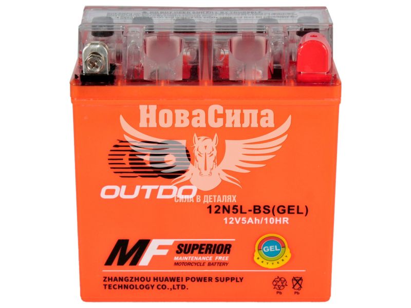 АКБ мото гелевий 12V 5-А/Ч R+ (OUTDO) (120х60х130) (12N5L-BS GEL)