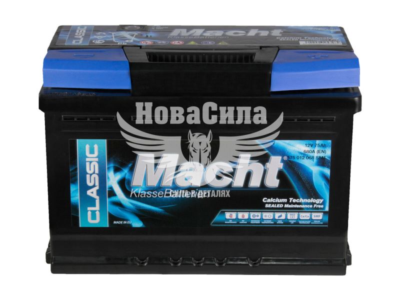 АКБ 75-А/Ч (Macht) Classic (R+) 680A (278х175х190мм.) (25348)