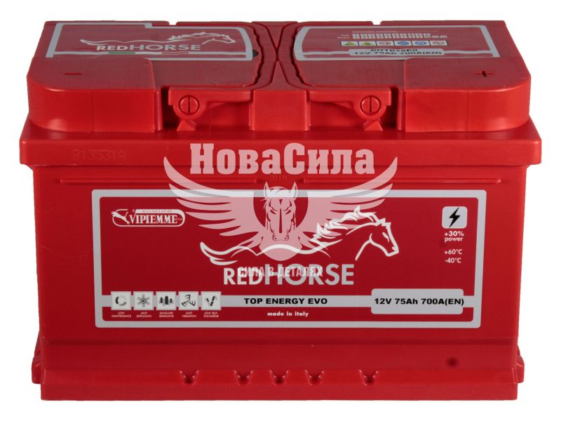 АКБ 75-А/Ч (Red Horse) Top Energy (R+) 700A (278х175х175мм.) (Італія) (RHT075E0)