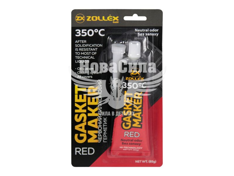 Герметик силікон (Zollex) червоний 85гр. без запаху (GASKET MAKER CLEAR +350C) (15008)