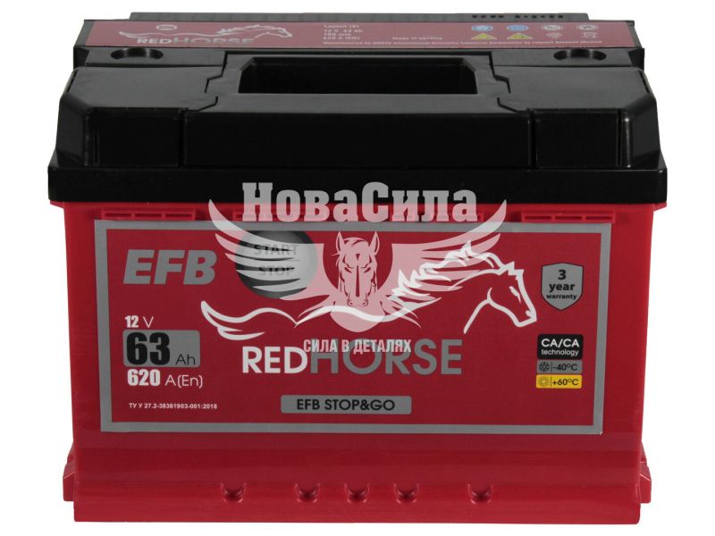 АКБ 63-А/Ч (Red Horse) EFB (R+) 620A (242х175х175мм.)