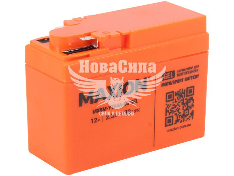 АКБ мото гелевий 12V 2,3-А/Ч R+ (Maxion) (113x49x85) (YTR4A-BS GEL)