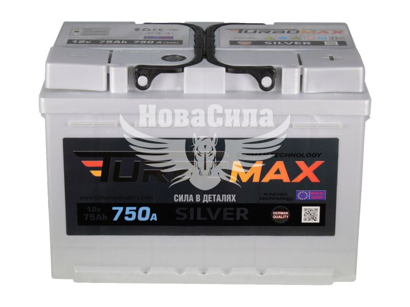 АКБ 75-А/Ч (TurboMax) Silver (R+) 750A (278х175х190мм.) (TM75A750R)