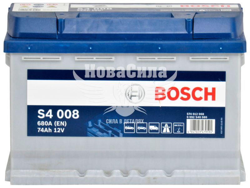 АКБ 74-А/Ч (Bosch) S-4 (R+) 680A (0092S40080)