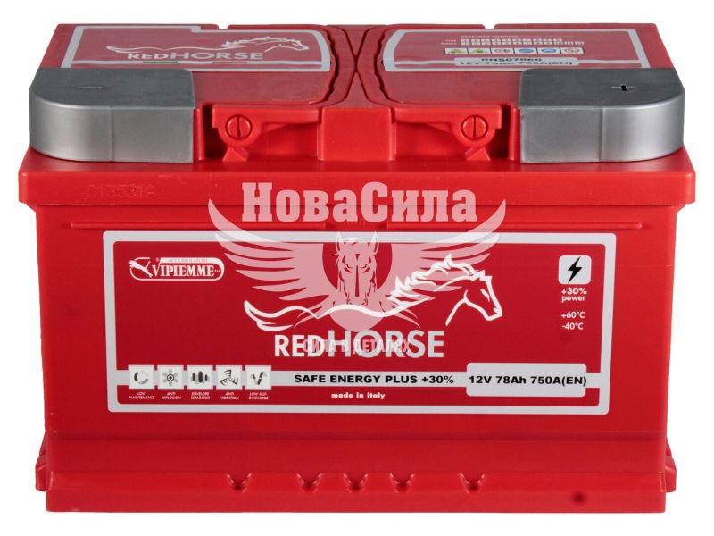 АКБ 78-А/Ч (Red Horse) Safe Energy (R+) 750A (278х175х175мм.) (Італія) (RHS078E0)