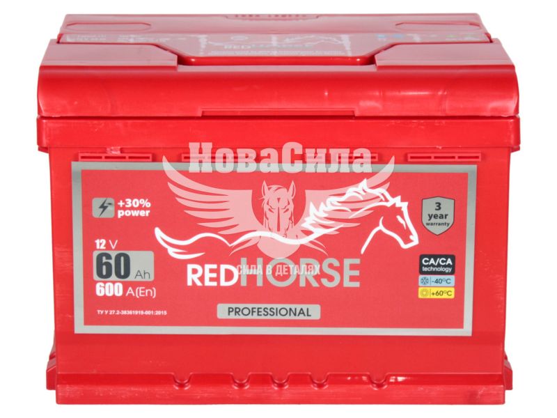 АКБ 60-А/Ч (Red Horse) Professional (L+) 600A (242х175х175мм.)