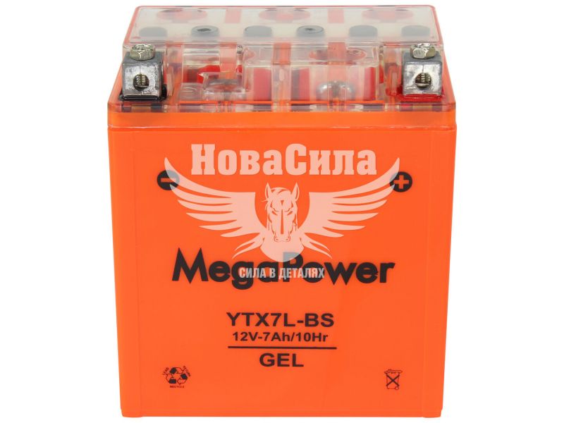АКБ мото гелевий 12V 7-А/Ч R+ (MegaPower) (110х70х130) (YTX7L-BS)