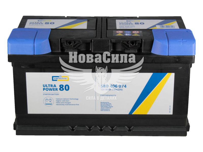 АКБ 80-А/Ч (Cartechnic) Ultra Power (R+) 760А (315x175x175мм.) (CART580406074)
