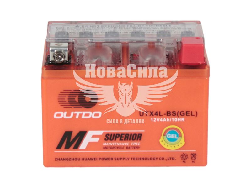 АКБ мото гелевий 12V 4-А/Ч R+ (OUTDO) (113х70х85) (YTX 4L-BS)