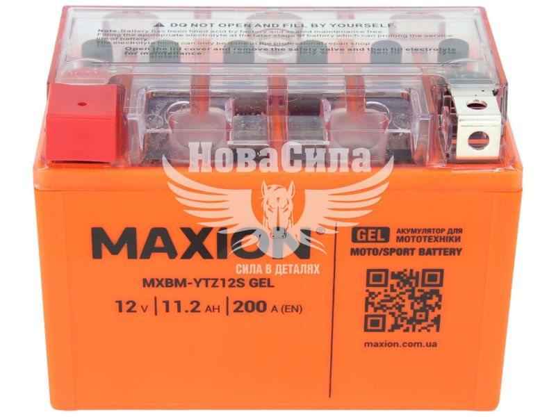 АКБ мото гелевий 12V 11,2-А/Ч L+ (Maxion) (150х87х110) (YTZ12S GEL)