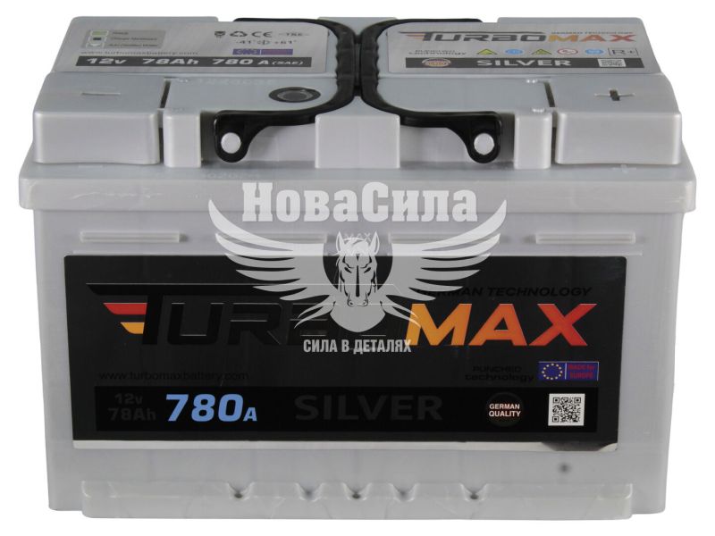 АКБ 78-А/Ч (TurboMax) Silver (R+) 780A (278х175х175мм.) (TM78A780R h175)