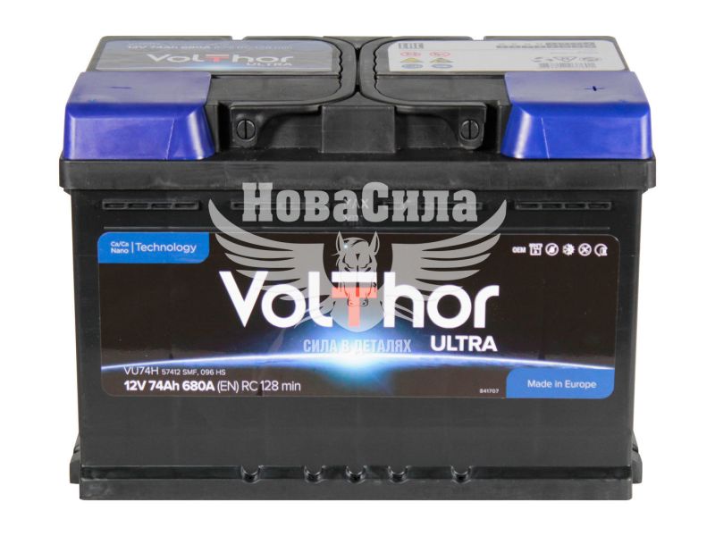 АКБ 74-А/Ч (VolThor) Ultra (R+) 680A (278х175х190мм.) (301274)