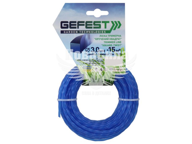 Косильна струна (Gefest) квадрат кручений 3,0мм. 15м. леска