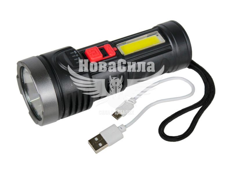 Ліхтарик ручний (КНР) діодний LED з боковим світлом та USB зарядкою (L-822) (L-822)