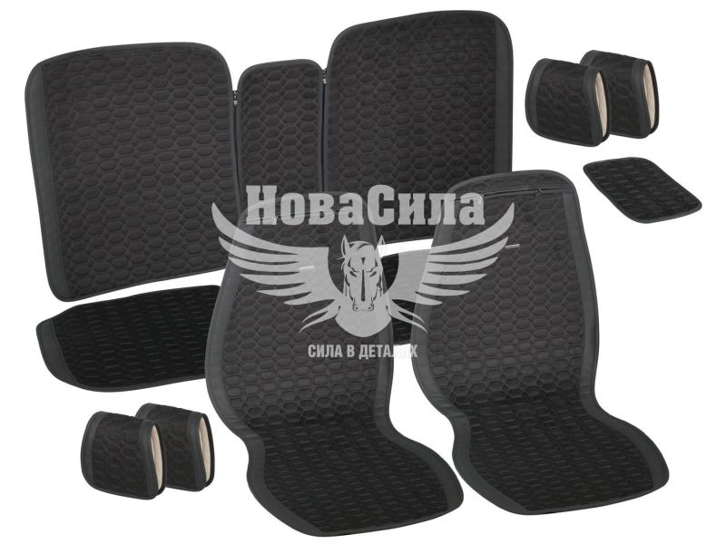Накидки на сидіння (Beltex) преміум перед.+зад. Monte Carlo (к-т.-4шт.) чорні (BX81100)