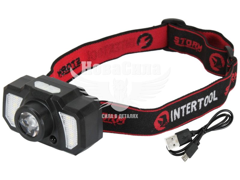 Ліхтарик на голову (Intertool) акумуляторний LED 3W, 6SMD (з датчиком руху) (LB-0311)