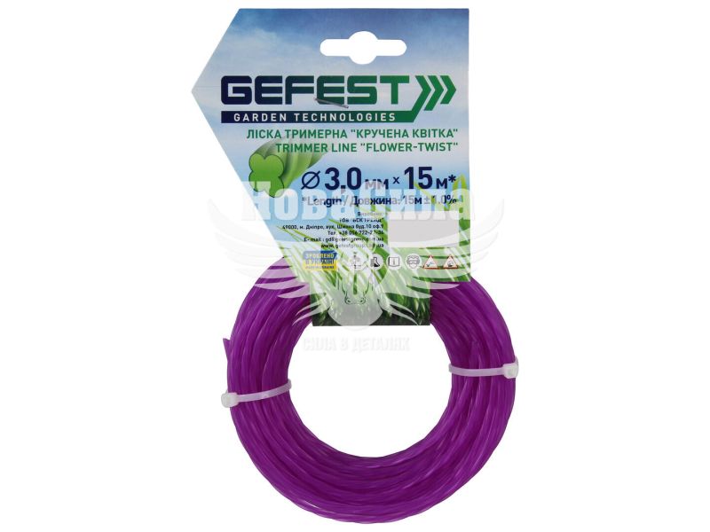 Косильна струна (Gefest) квіточка кручена 3,0мм. 15м. леска