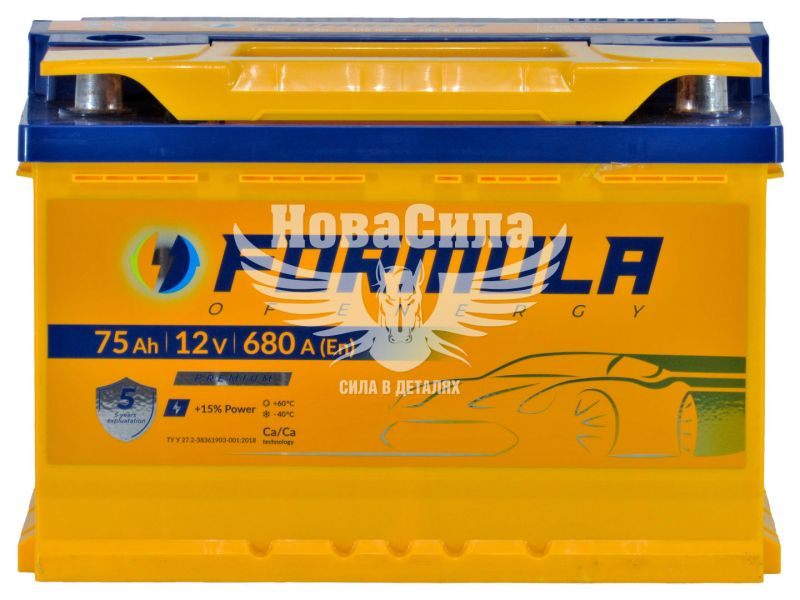 АКБ 75-А/Ч (Formula) Premium (R+) 680A (278х175х190мм.)