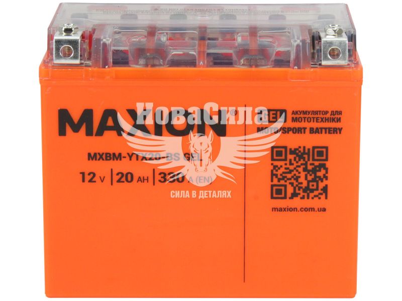 АКБ мото гелевий 12V 20-А/Ч L+ (Maxion) (175х87х155) (YTX20-BS GEL)