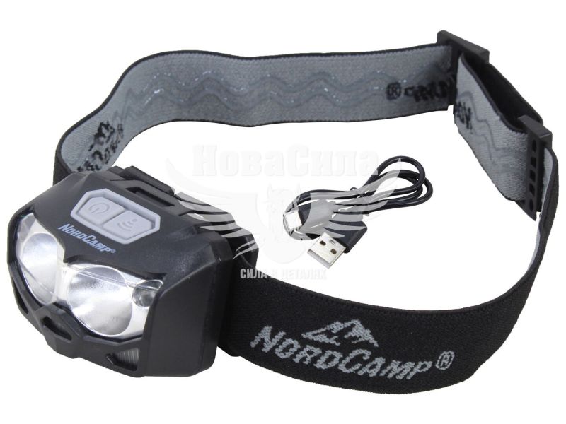 Ліхтарик на голову (Nord Camp) CREE XTG 2х5W, 250lm, 1200mAh, 3хААА, сенсорний (NC30900)