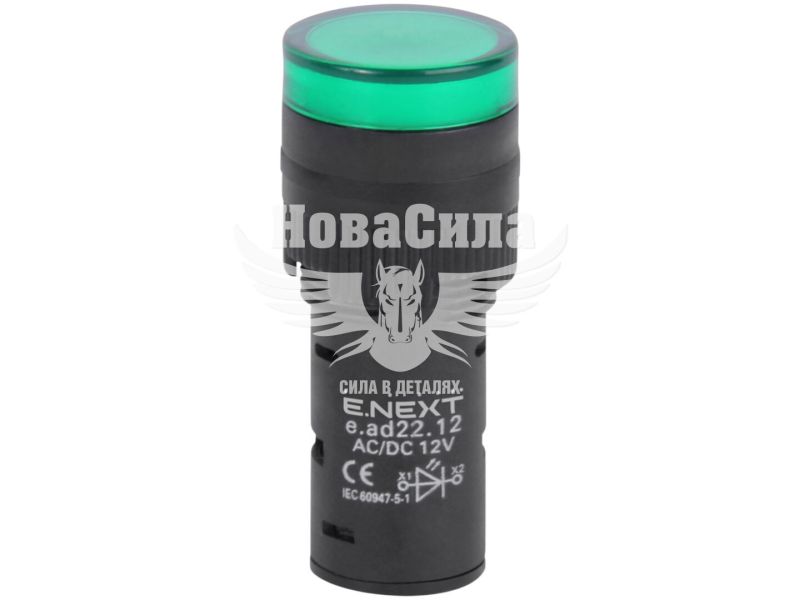 Арматура світлосигнальна E.NEXT e.ad22.12.green d22мм 12В АС/DC зелена (s009018)