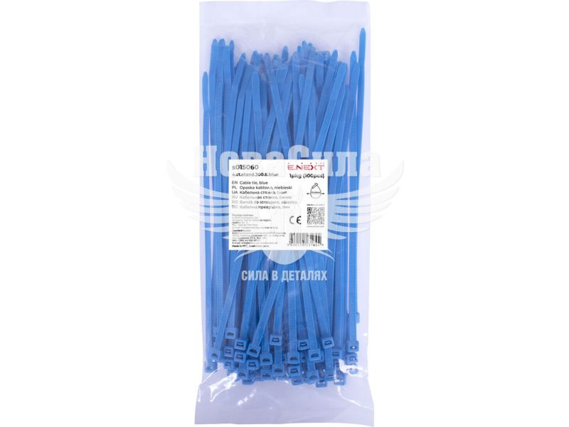 Кабельна стяжка (хомут) 8х300мм E.NEXT e.ct.stand.300.8.blue (100шт), синя (s015060)