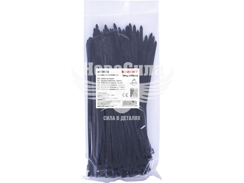 Кабельна стяжка (хомут) 4х150мм E.NEXT e.ct.stand.150.4.black (100шт), чорна (s015020)