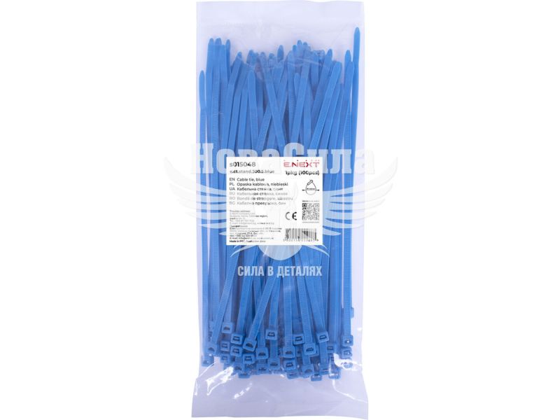 Кабельна стяжка (хомут) 5х300мм E.NEXT e.ct.stand.300.5.blue (100шт), синя (s015048)