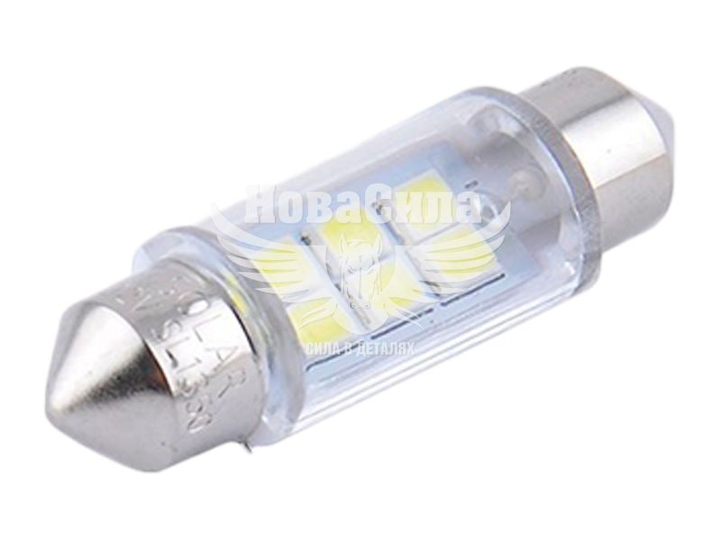 Лампочка 2-ох цокольна LED T11_C5W SMD біла 6-діодів 12V-5Вт SV8.5-8 36мм. (Solar) (к-т.-2шт.) (SL1350)