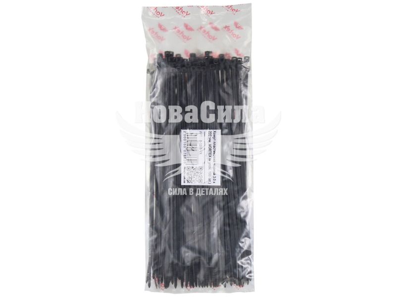 Хомут пластиковий чорний 3,0х200 (Vortex) (уп. 100шт.) (B-3200-VX)