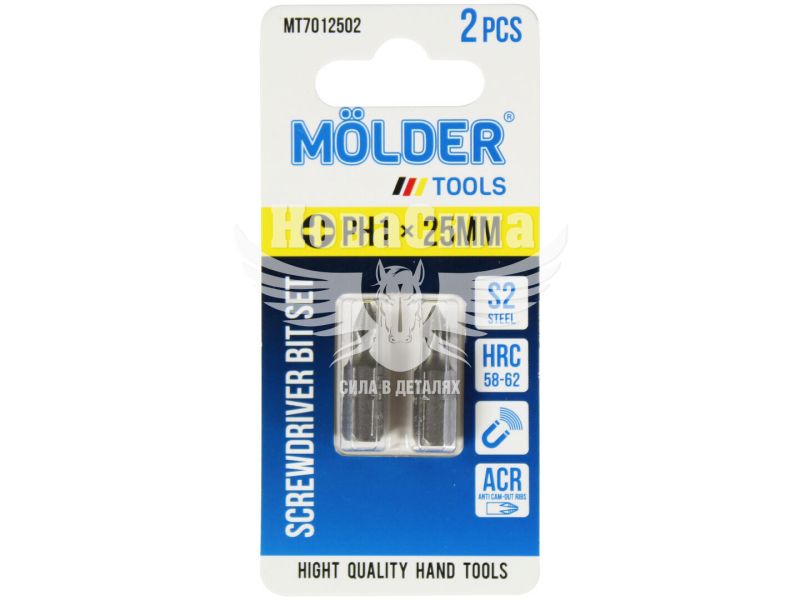 Насадка для викрутки PH1 25мм. (Molder Tools) 2шт. S2 (біта) (MT7012502)