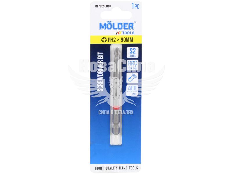 Насадка для викрутки PH2 90мм. (Molder Tools) кольорове маркування S2 (біта) (MT7029001C)