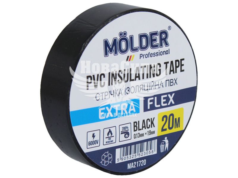 Ізолента вогнестійка (Molder) 20м чорна (MA21720)