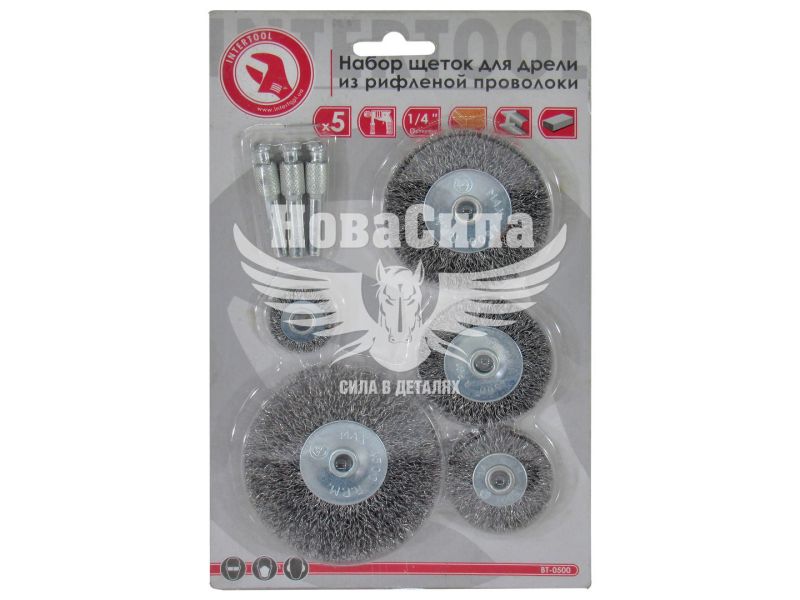 Щітка (набір) конусна 1/4 к-т.-5шт. (Intertool) йоршшик на дриль (BT-0500)