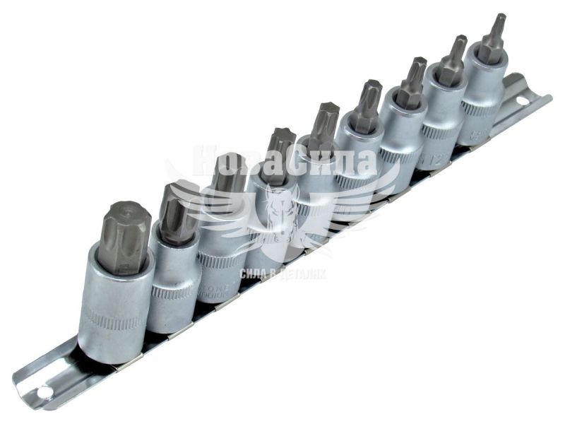 Набір торцевих головок з бітою TORX (Intertool) 9 предметів 1/2'' (HT-1849)