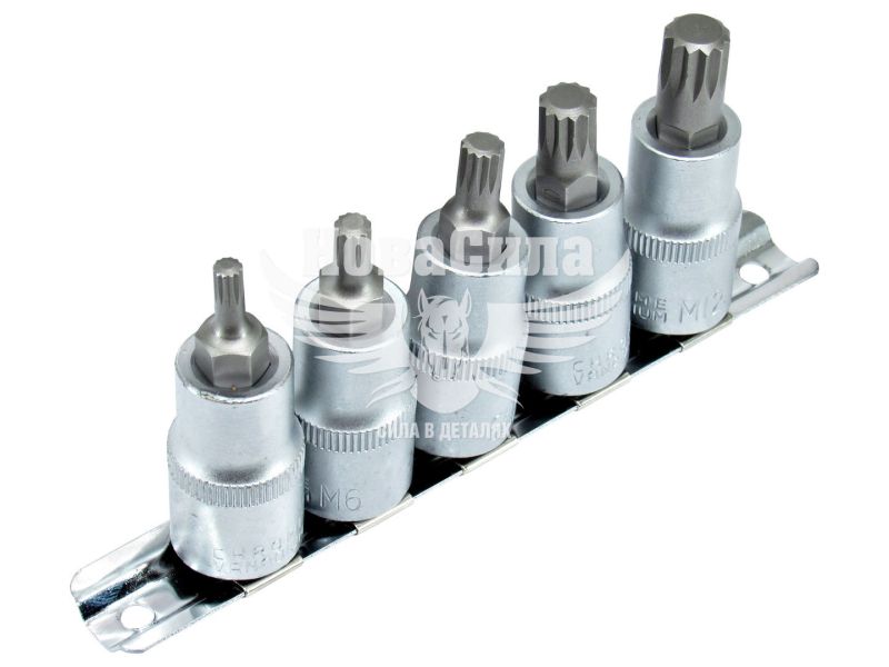 Набір торцевих головок з бітою TORX (Intertool) 5 предметів 1/2'' (HT-1850)