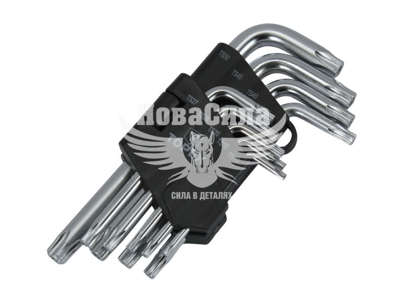 Набір зірочок Г-подібних ключів TORX (Topex) 5-ти гранні, 9 предметів 1/4 (TS10, TS15, TS20, TS25, TS27, TS30, TS40, TS45, TS50) (35D950)